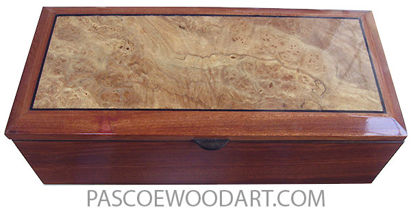 Handcrafted wood box - Keepsake box made of bloodwood with spalted maple burl beveled top
