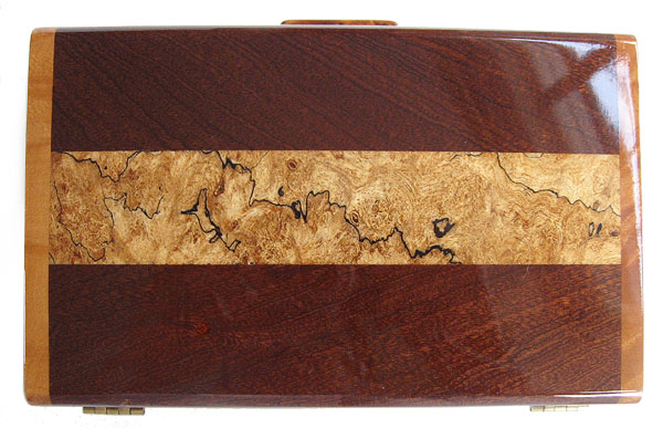 Spalted maple inlaid sapele box top - Decorative wood keepsake box