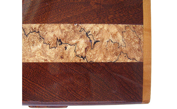 Spalted maple indaid sapele box top - Closeup