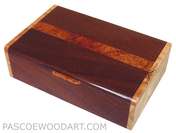 Handcrafted wood box - Decorative wood keepsake box made of sapele, madrone burl, spalted maple burl