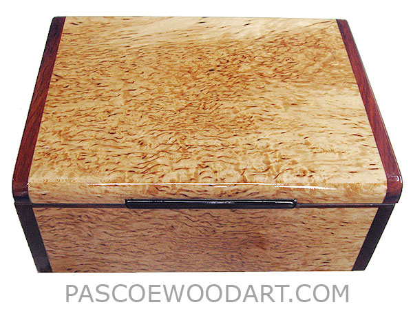 Handcrafted wood box - Decorarive wood keepsake box made of masur birch with cocobolo ends