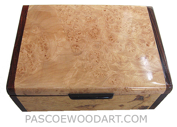 Handmade wood box - Decorative wood keepsake box make of maple burl with cocobolo ends