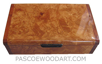 Handmade wood box - Decorative wood keepsake box made of maple burl with bubinga ends