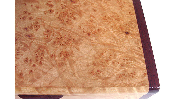 Maple burl box top close up - Handmade decorative wood keepsake box