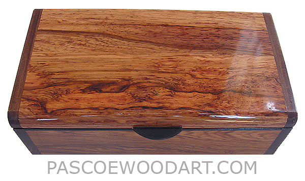 Handmade wood box - Decorative wood keepsake box made of Honduras rosewood with Santos rosewood ends