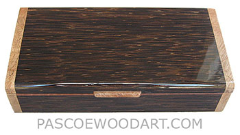 Handmade wiood box - Decorative wood keepsake box made of black palm with spalted maple burl ends