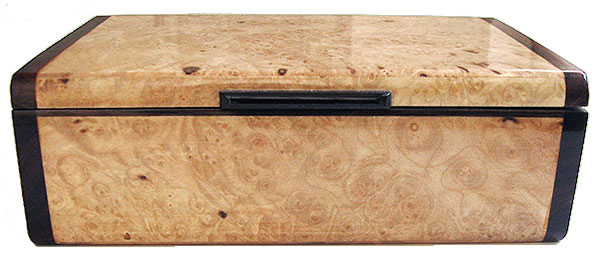 Maple burl box front - Handmade decorative wood keepsake box