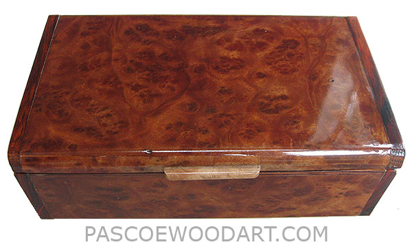 Handmade wood box- Decorative wood keepsake box made of camphor burl with cocobolo ends