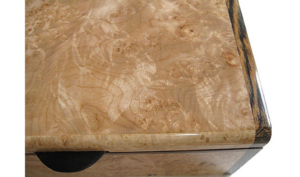Maple burl box top close up - Handmade decorative wood keepsake box