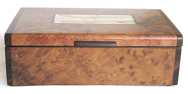 Handmade decorative wood keepsake box - front view
