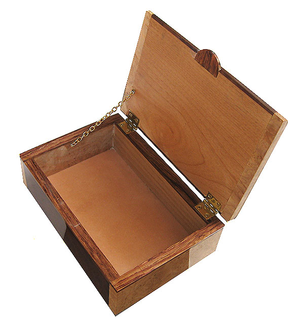 Handmade wood box open vieew