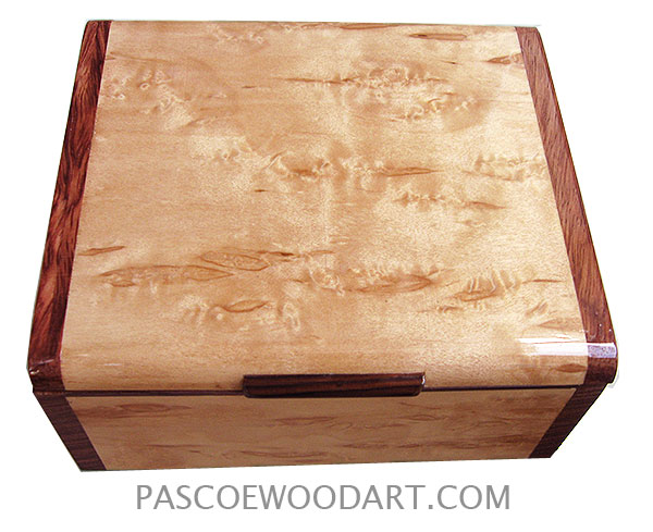 Handmade wood box - Decorative wood keepsake box made of Karelian birch with bubinga ends