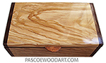 Handmade wood box- Decorative wood keepsake box made of Mediterranean olive with Santos rosewood ends