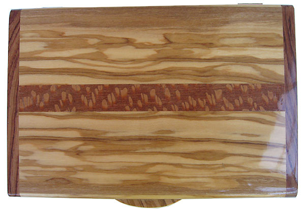 Mediterranean olive box top with lacewood inlay - Handmade wood box, keepsake box