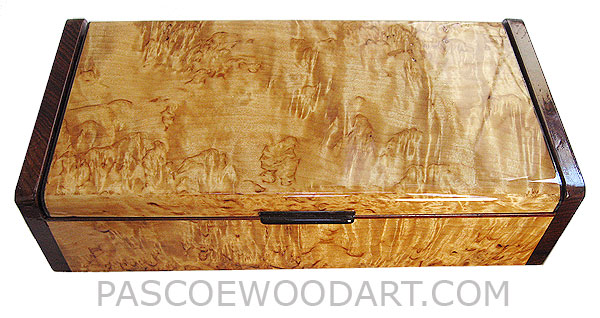 Handcrafted wood box - Decorative wood keepsake box made of Masur birch with palisander ends