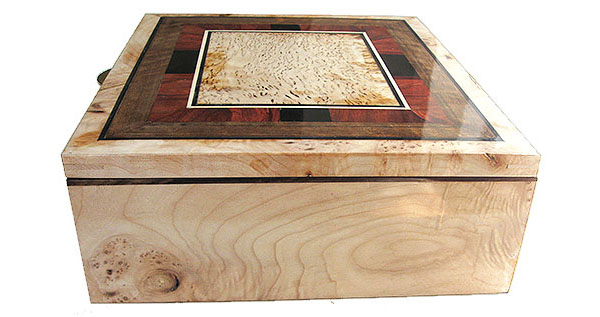 Burley maple box side - Handcrafted large wood keepsake box