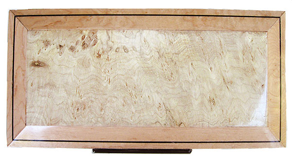 Maple burl framed in birds eye maple box top - Handcrafted wood decorative keepsake box