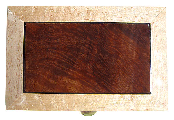 Walnut center piece framed in birds eye maple box top - Handmade wood box - Decorative wood keepsake box