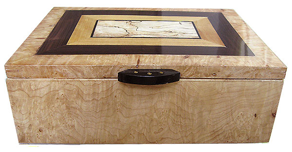 Figured maple burl box top - Handmade decorative wood keepsake box