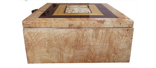 Figured maple burl box end - Handmade decorative wood keepsake box