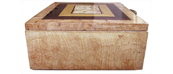 Figured maple burl box end - Handmade wood decorative keepsake box