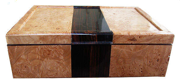 Maple burl box front with cocobolo -Handmade decorative wood box