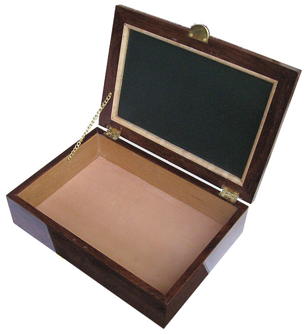 Handmade wood box - keepsake box open view