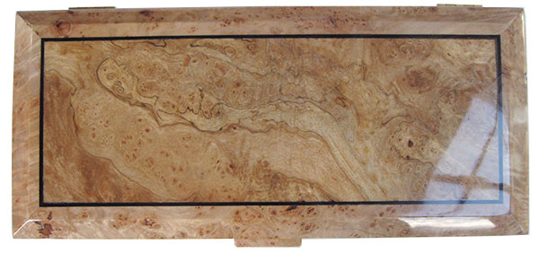 Spalted maple burl center framed in maple burl beveled box top - Handcrafted wood box, keepsake box