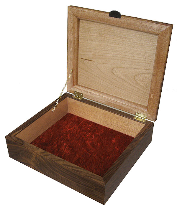 Handcrafted wood box - Open view - Decorative wood keepsake box