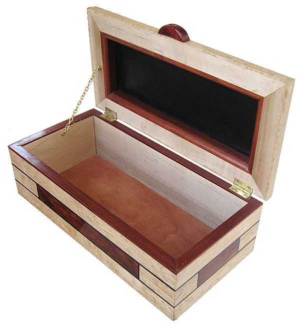 Handmade decorative wood box - open view
