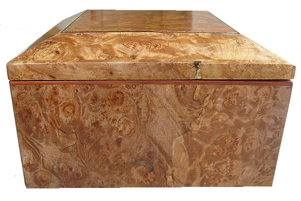 Maple burl box right box end - Handmade wood decorative keepsake box
