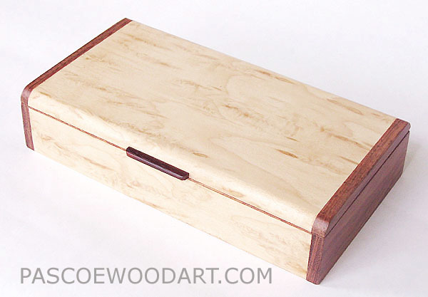 Handmade wood desktop box - Decorative wood keepsake box made of Karelian birch burl and bubinga