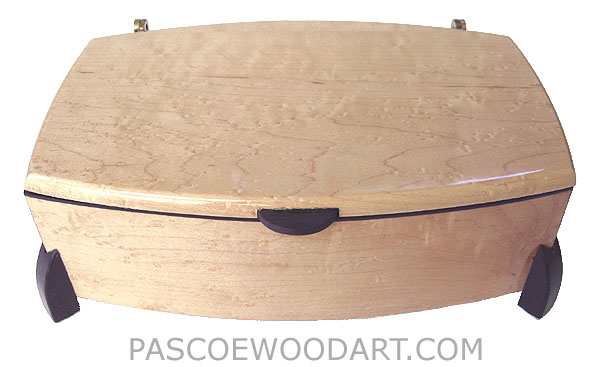 Decorative wood keepsake box - Handcrafted wood box made of bird's eye maple with ebony trim and legs