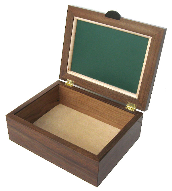Handmade wood men's valet box, keepsake box - open view
