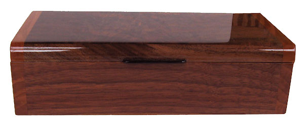 Handcrafted wood men's valet box - Crotch walnut front view