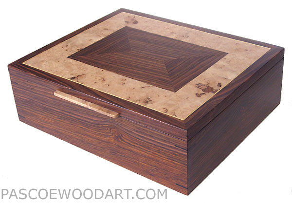 Men's valet box - Handcrafted wood men's box, keepsake box made of cocobolo, maple burl