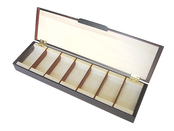 Handmade wood pill box - 7 day pill organizer - Open view