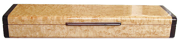 Bird's eye maple weekly pill box front - Decorative 7 day pill organizer made of bird's eye maple with Indian rosewood ends