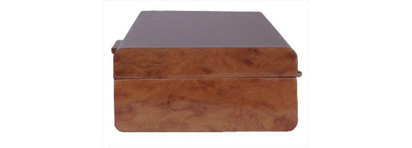 Handmade wood pill box - madrone burl box end