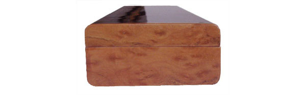 Handmade wood pill box - madrone burl box end