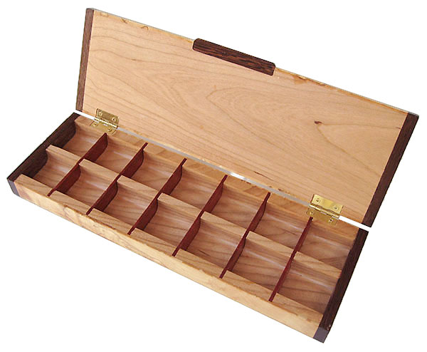 Twice a day weekly pill organizer - Handcrafted wood weekly pill box - open view