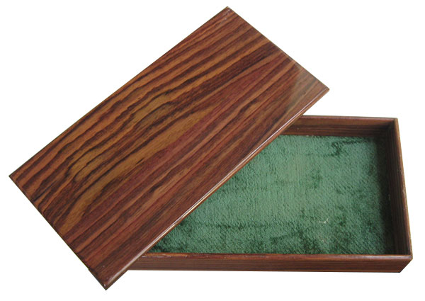 Handcrafted small wood box made of East Indian rosewood - with non-hinged top opened