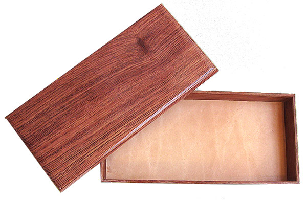 Handmade wood small and slim box open view