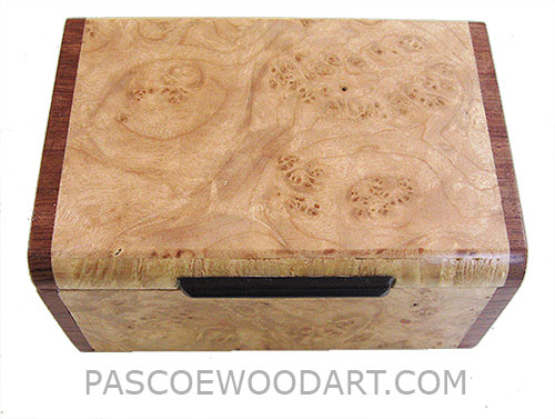 Handmade small wood box - Decorative wood small keepsake box made of maple burl with bubinga ends