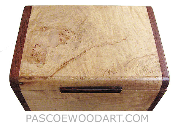 Handmade small wood box - Decorative wood small keepsake box made of burley maple with bubinga ends