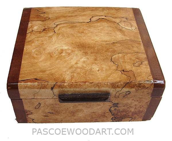 Handmade small wood box - Decorative wood small keepsake box made of blackline spalted maple burl with camphor burl ends