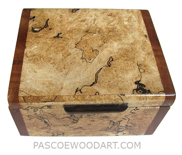 Handmade small wood box - Decorative wood small keepsake box made of blackline spalted maple burl with camphor burl ends
