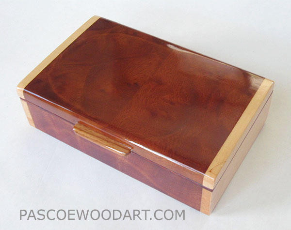 Small keepsake box - Decorative small wood box made of Camphor burl with maple ends