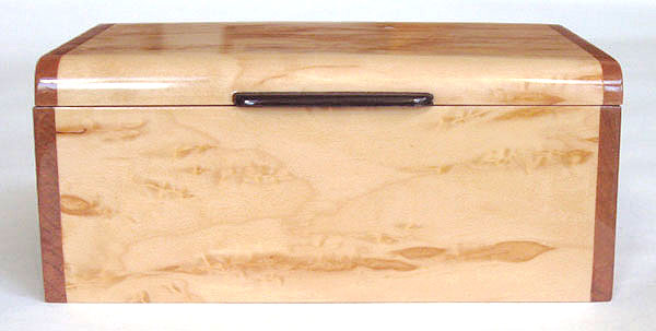 Front view - Decorative small wood box - Handmade small keepsake box made of Karelian birch burl, cherry