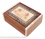 Decorative small wood keepsake box - Handmade small box made of Honduras rosewood, maple, maple burl, end grain black palm